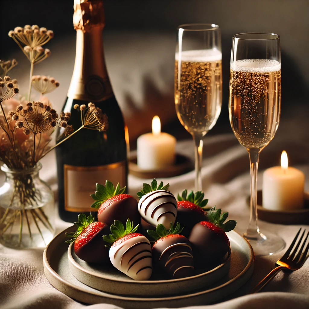 Dessert and champagne