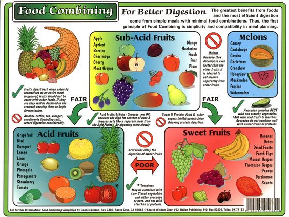 Digestible combination: fruits and neutral vegetables