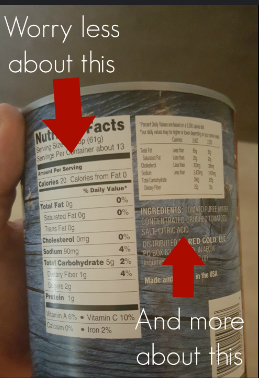 Reading food labels