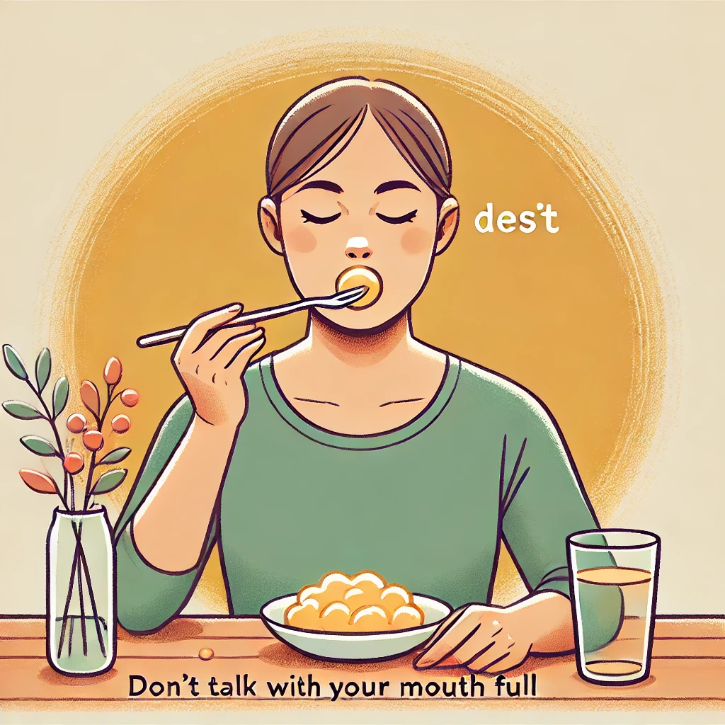 Don’t talk with your mouth full